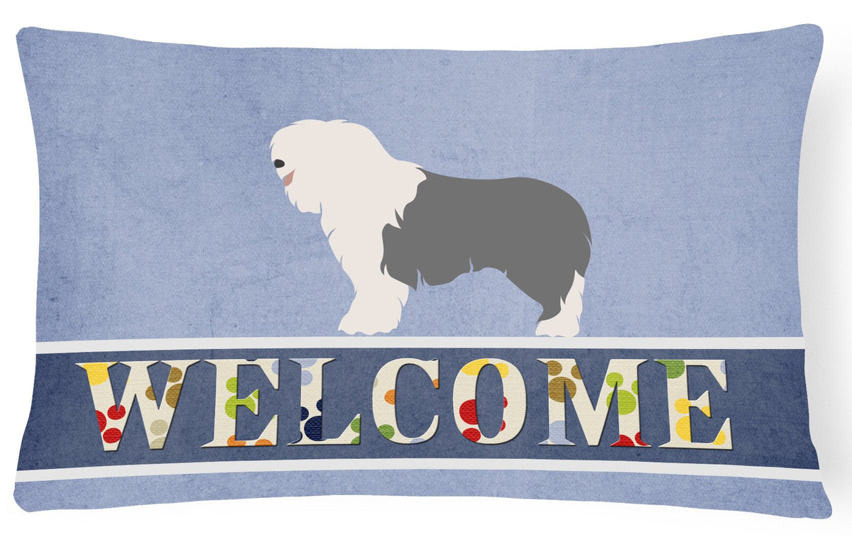 Old English Sheepdog Welcome Canvas Fabric Decorative Pillow BB8304PW1216 by Caroline&#39;s Treasures