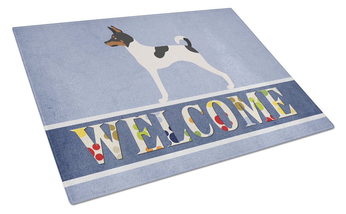 American Toy Fox Terrier Welcome Glass Cutting Board Large BB8306LCB by Caroline&#39;s Treasures