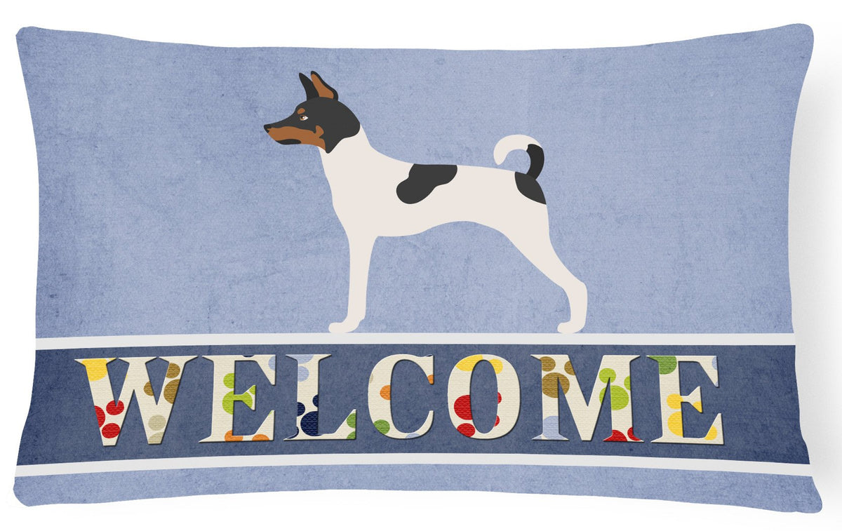 American Toy Fox Terrier Welcome Canvas Fabric Decorative Pillow BB8306PW1216 by Caroline&#39;s Treasures