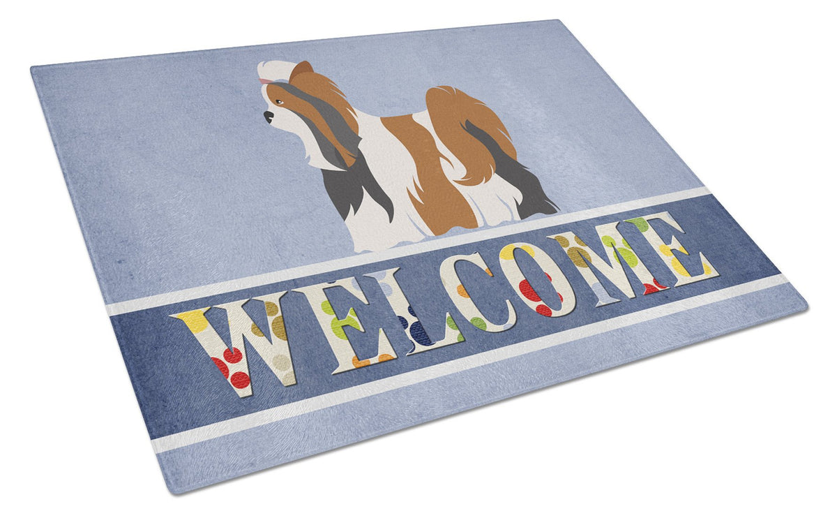 Biewer Terrier Welcome Glass Cutting Board Large BB8308LCB by Caroline&#39;s Treasures