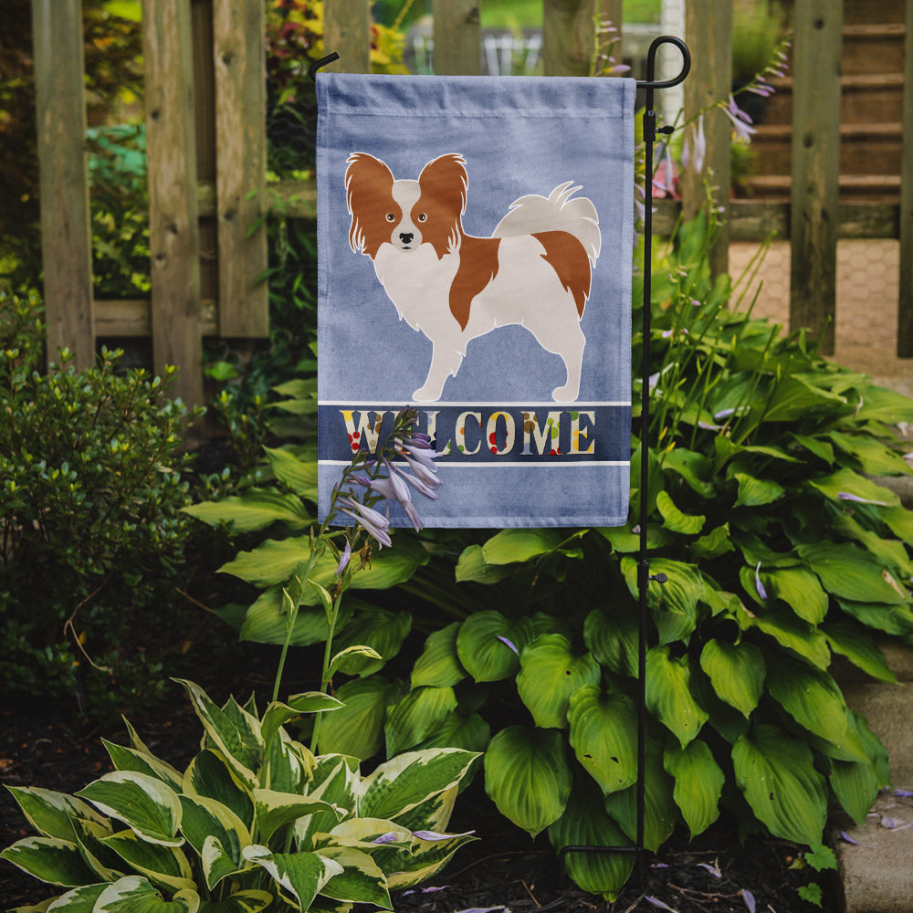 Caroline's Treasures Papillon Welcome Garden Flag - Outdoor Decorative Yard Flag BB8310GF