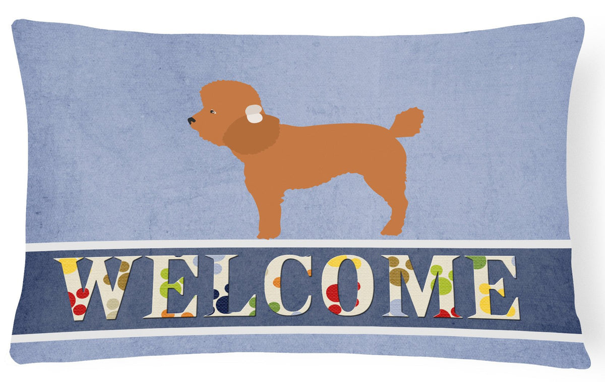 Toy Poodle Welcome Canvas Fabric Decorative Pillow BB8316PW1216 by Caroline&#39;s Treasures