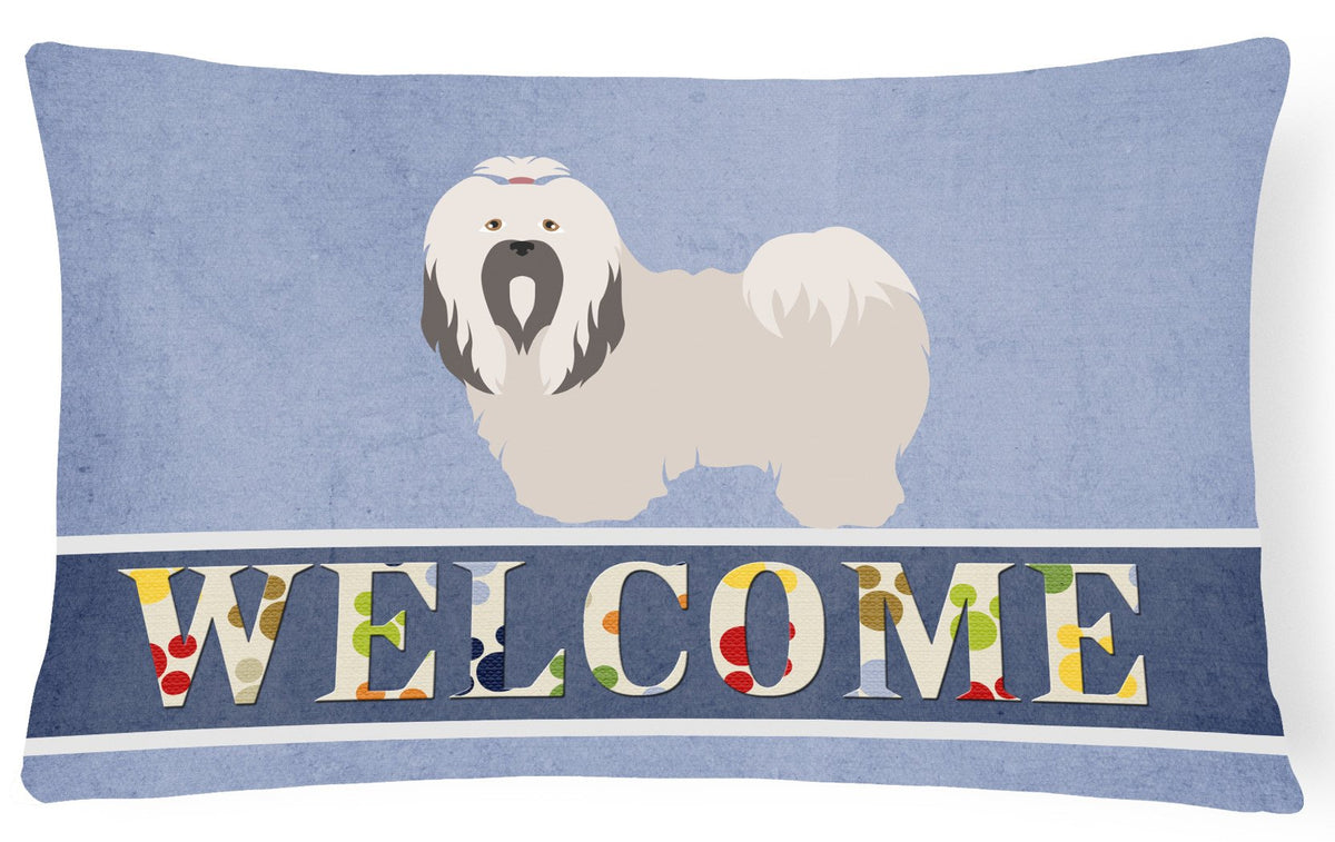 Lhasa Apso Welcome Canvas Fabric Decorative Pillow BB8319PW1216 by Caroline&#39;s Treasures