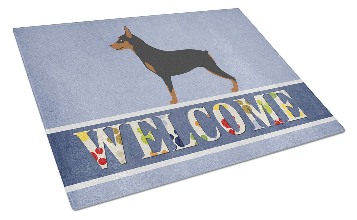 Miniature Pinscher Welcome Glass Cutting Board Large BB8323LCB by Caroline&#39;s Treasures
