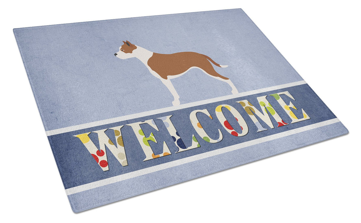 Pit Bull Terrier Welcome Glass Cutting Board Large BB8325LCB by Caroline&#39;s Treasures