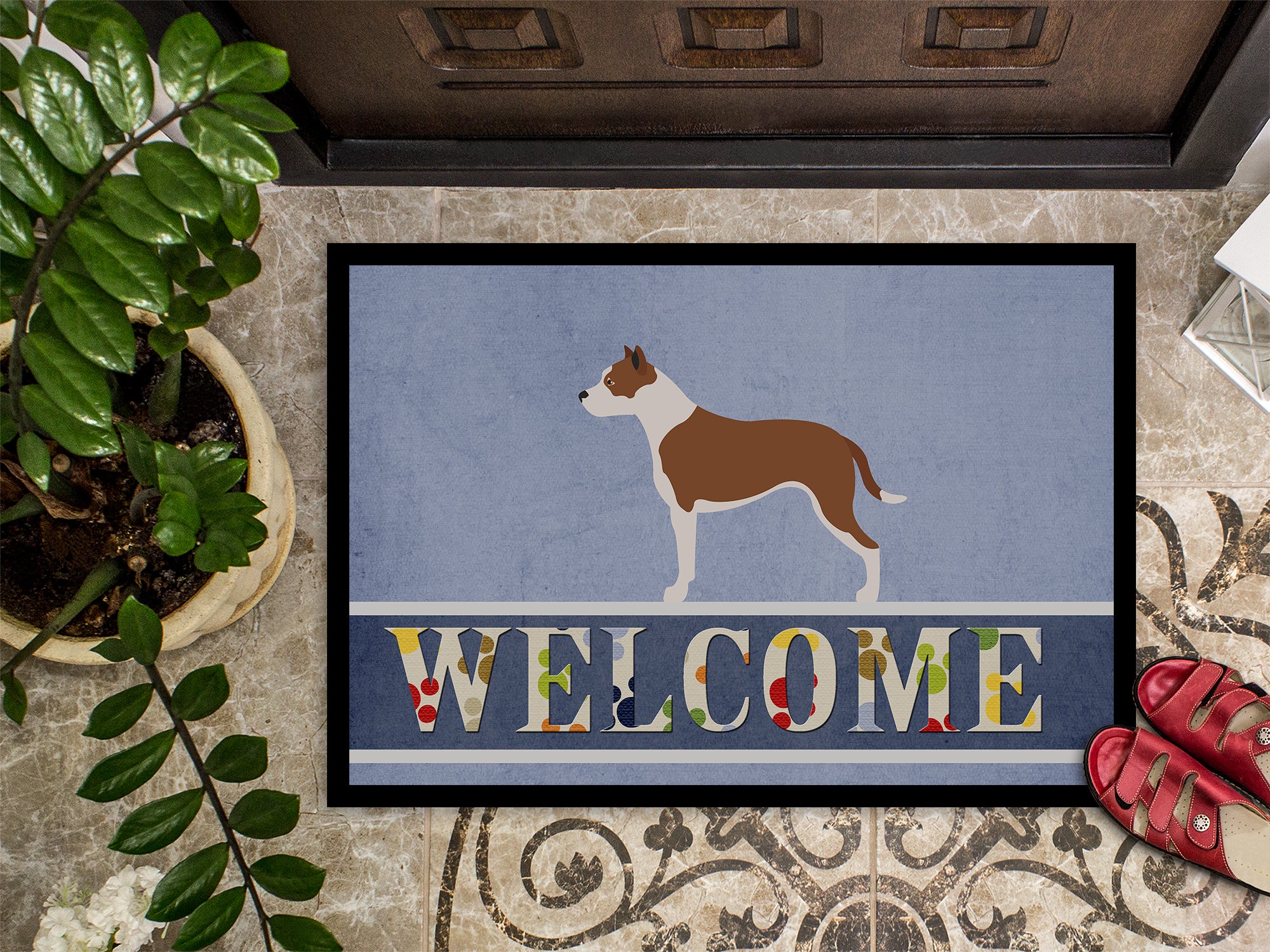 Pit Bull Terrier Welcome Indoor or Outdoor Mat 18x27 BB8325MAT - the-store.com