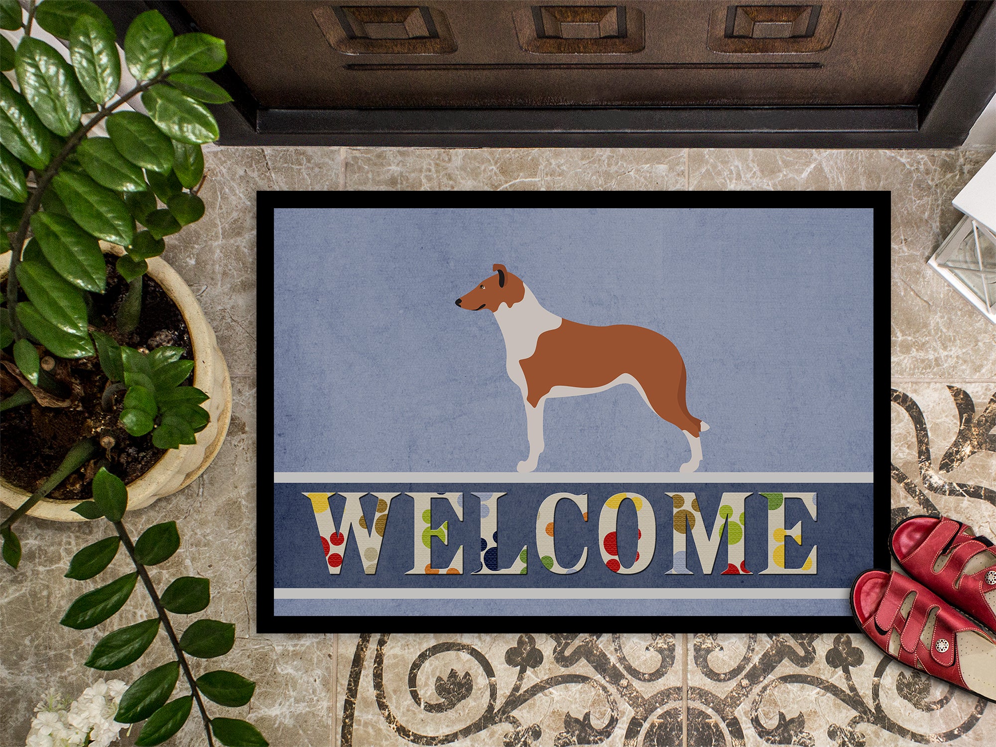 Smooth Collie Welcome Indoor or Outdoor Mat 18x27 BB8342MAT - the-store.com