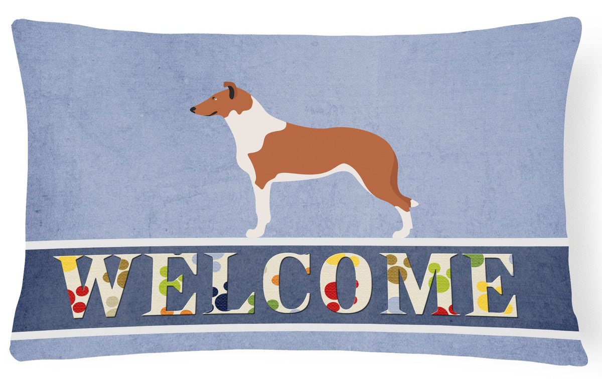 Smooth Collie Welcome Canvas Fabric Decorative Pillow BB8342PW1216 by Caroline&#39;s Treasures