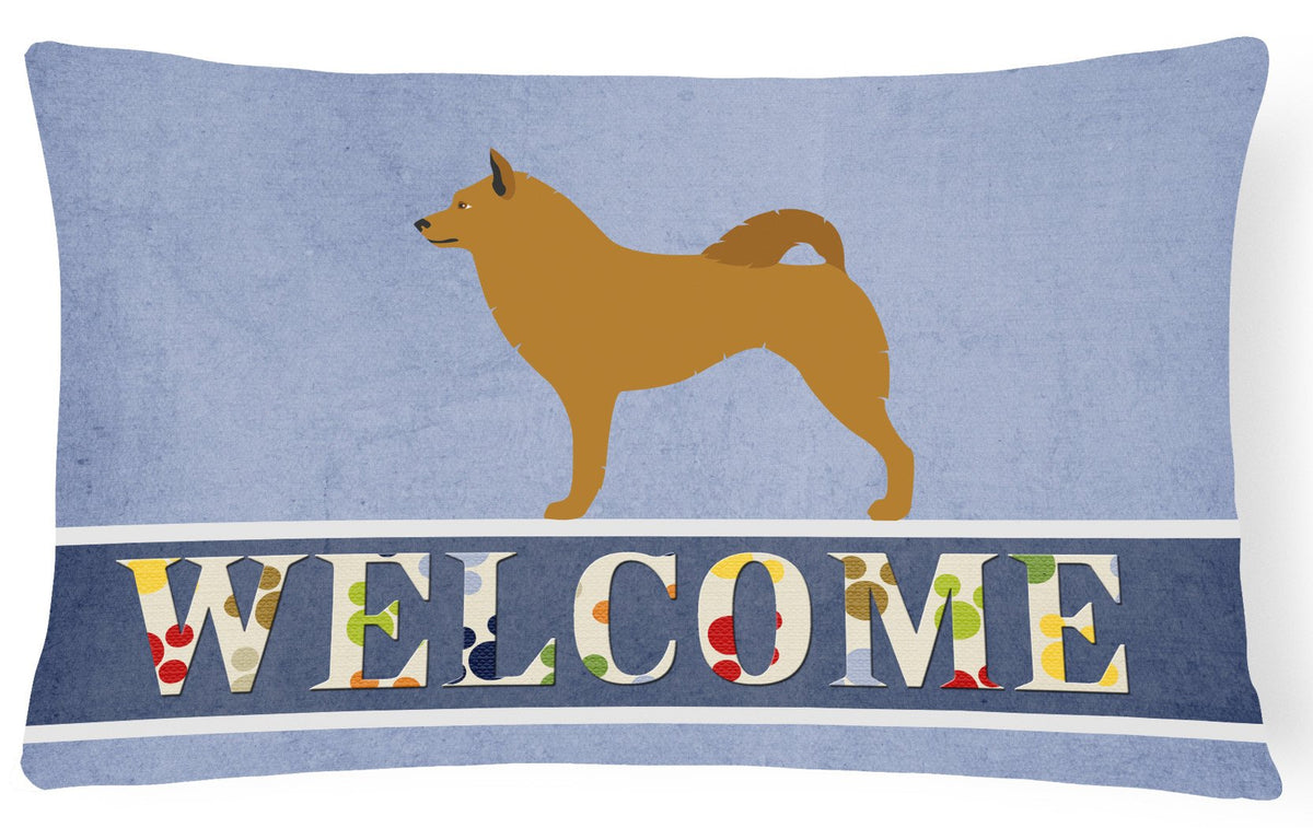 Finnish Spitz Welcome Canvas Fabric Decorative Pillow BB8343PW1216 by Caroline&#39;s Treasures