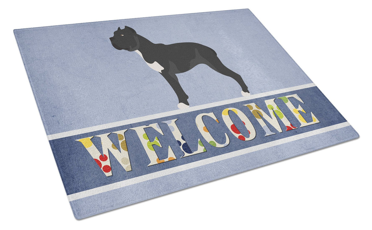 Cane Corso Welcome Glass Cutting Board Large BB8345LCB by Caroline&#39;s Treasures