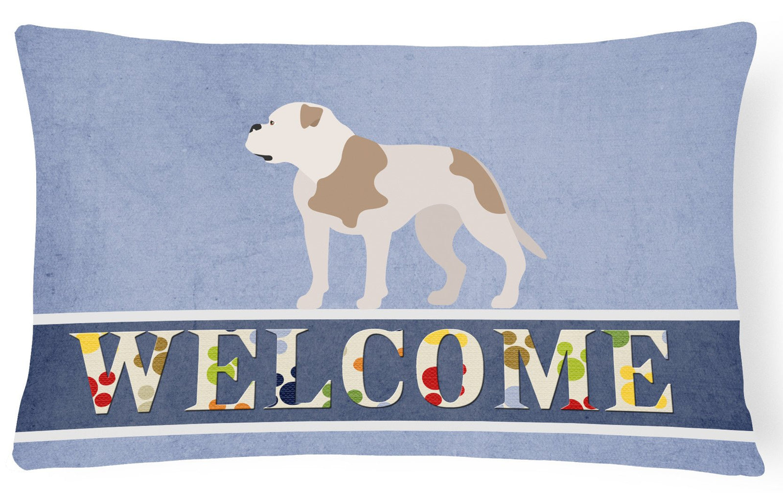 American Bulldog Welcome Canvas Fabric Decorative Pillow BB8348PW1216 by Caroline's Treasures