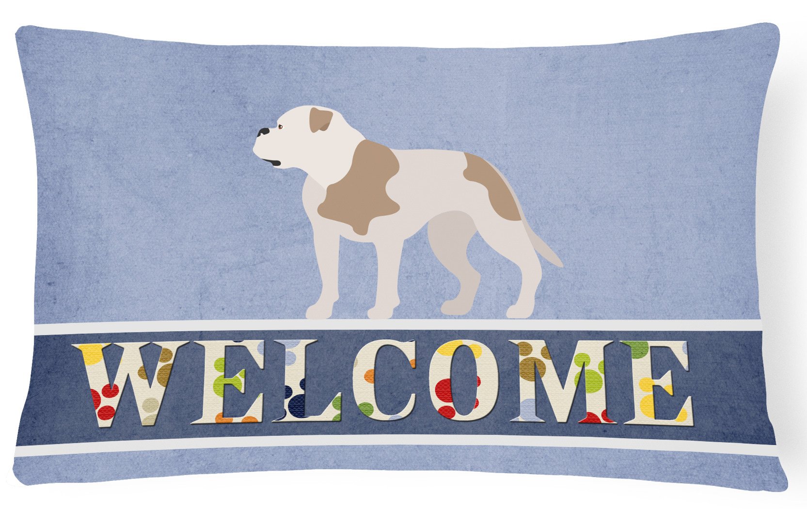 American Bulldog Welcome Canvas Fabric Decorative Pillow BB8348PW1216 by Caroline's Treasures