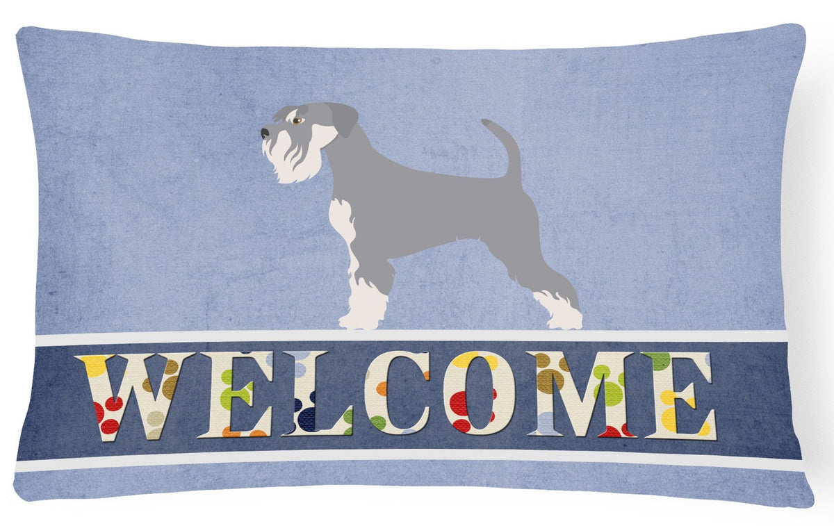 Schnauzer Welcome Canvas Fabric Decorative Pillow BB8350PW1216 by Caroline&#39;s Treasures