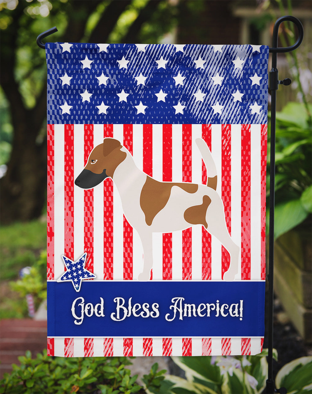 Smooth Fox Terrier American Flag Garden Size BB8360GF