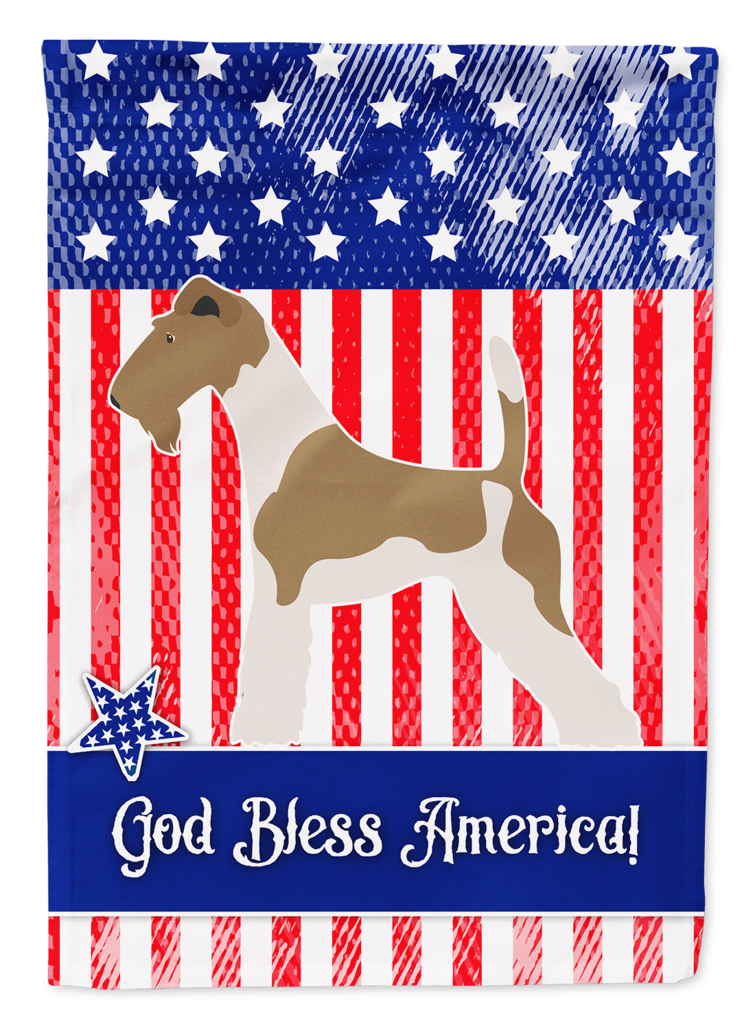 Wire Fox Terrier American Flag Canvas House Size BB8365CHF  the-store.com.