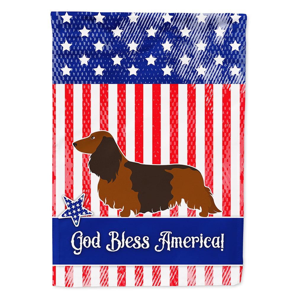 Longhaired Dachshund American Flag Canvas House Size BB8368CHF