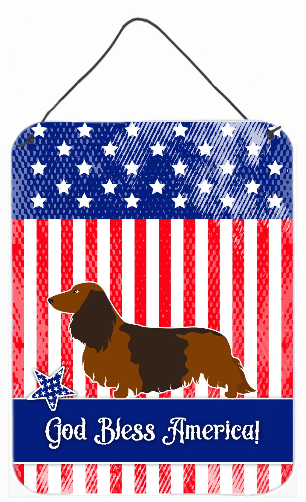 Longhaired Dachshund American Wall or Door Hanging Prints BB8368DS1216 by Caroline's Treasures