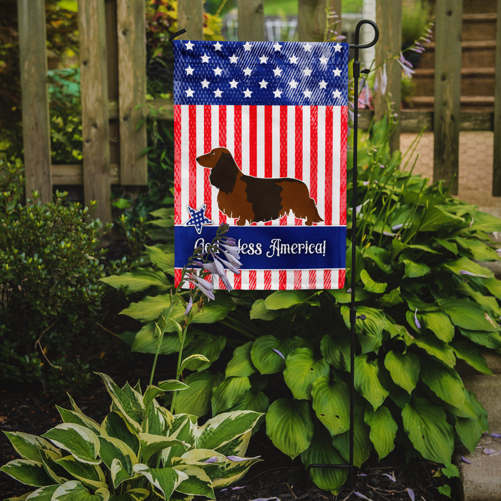 Longhaired Dachshund American Flag Garden Size BB8368GF