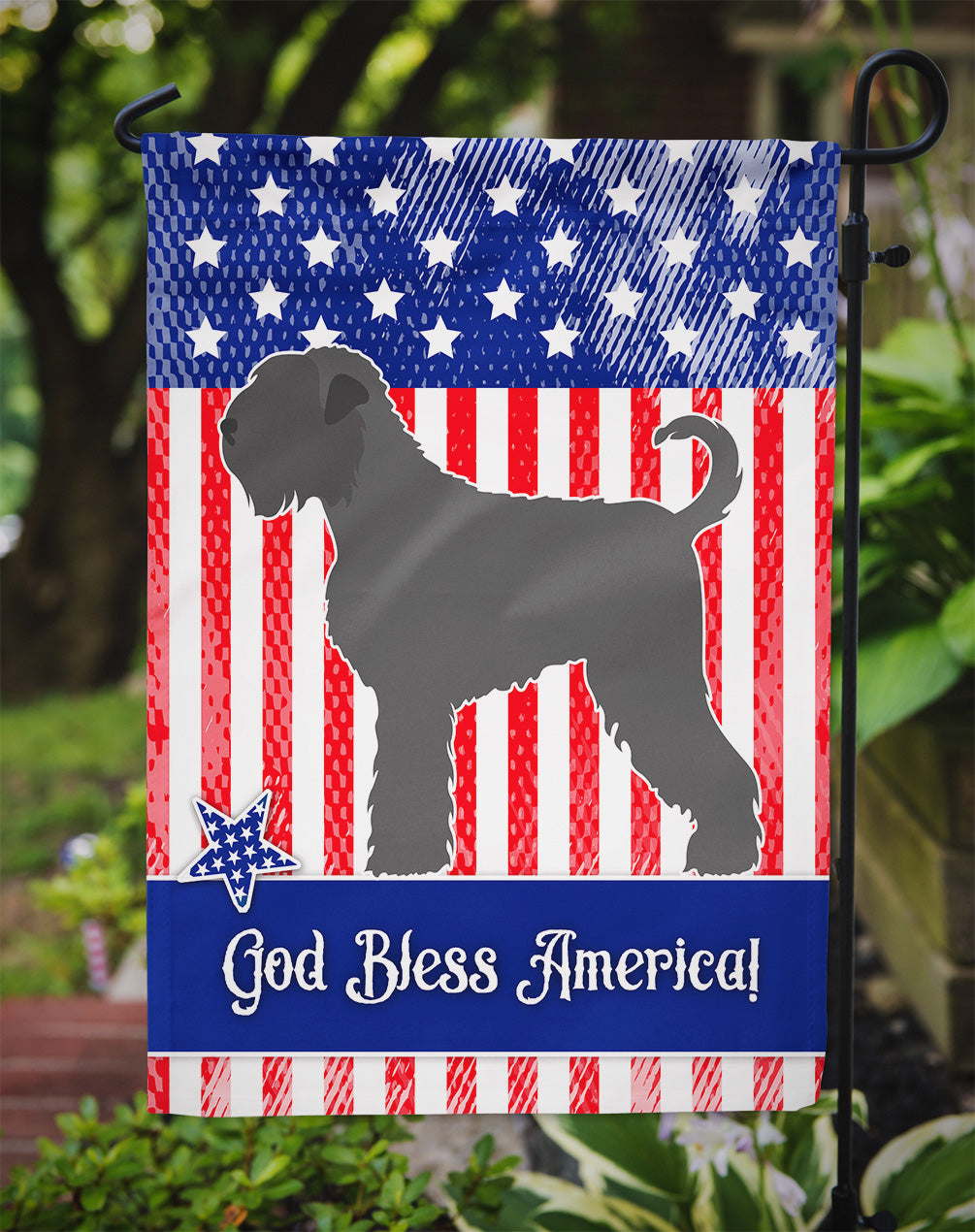 Black Russian Terrier American Flag Garden Size BB8374GF
