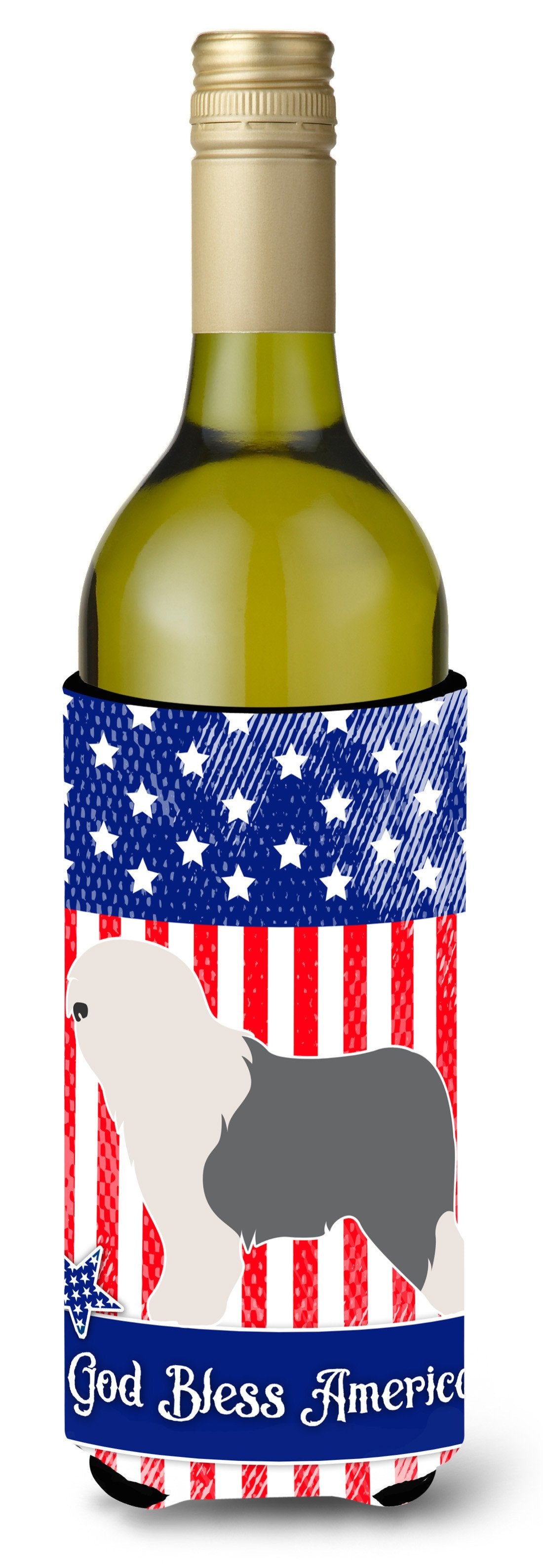 Old English Sheepdog Bobtail American Wine Bottle Beverge Insulator Hugger BB8375LITERK by Caroline&#39;s Treasures