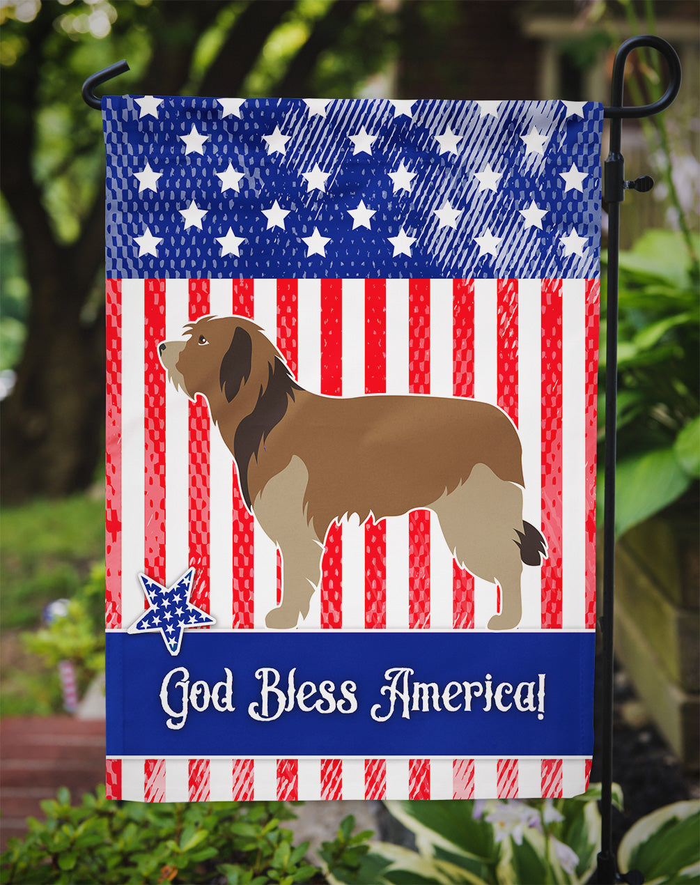 Catalan Sheepdog American Flag Garden Size BB8376GF