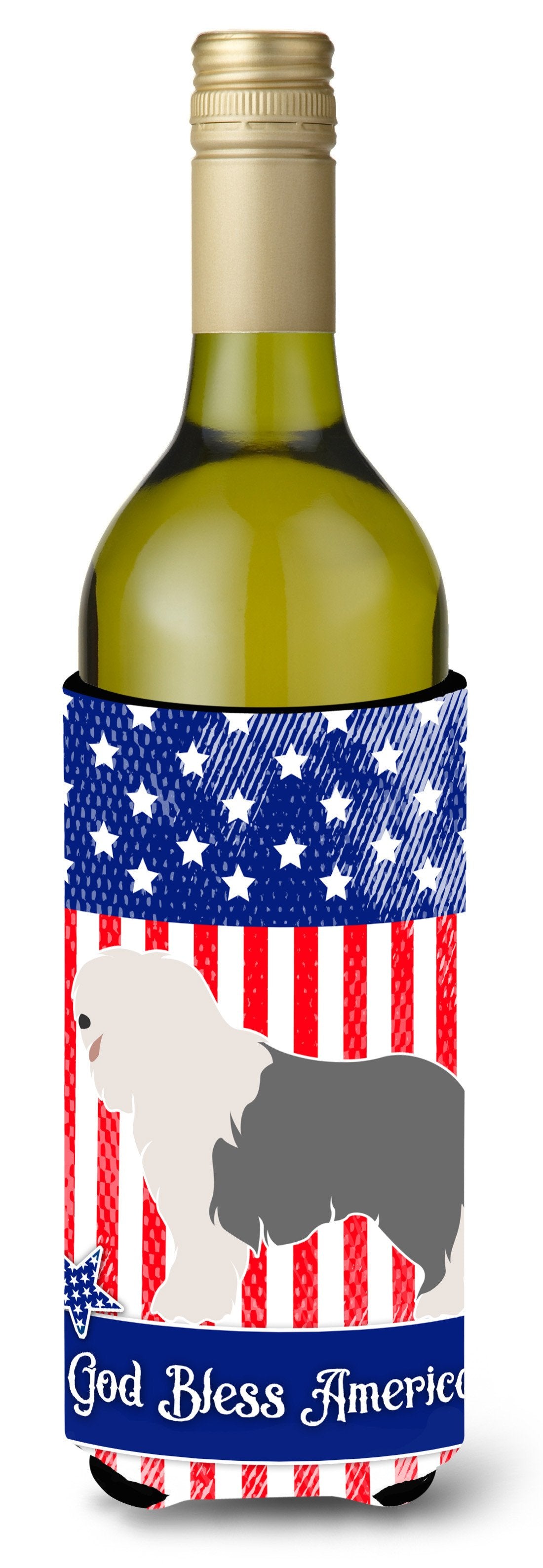 Old English Sheepdog American Wine Bottle Beverge Insulator Hugger BB8385LITERK by Caroline&#39;s Treasures