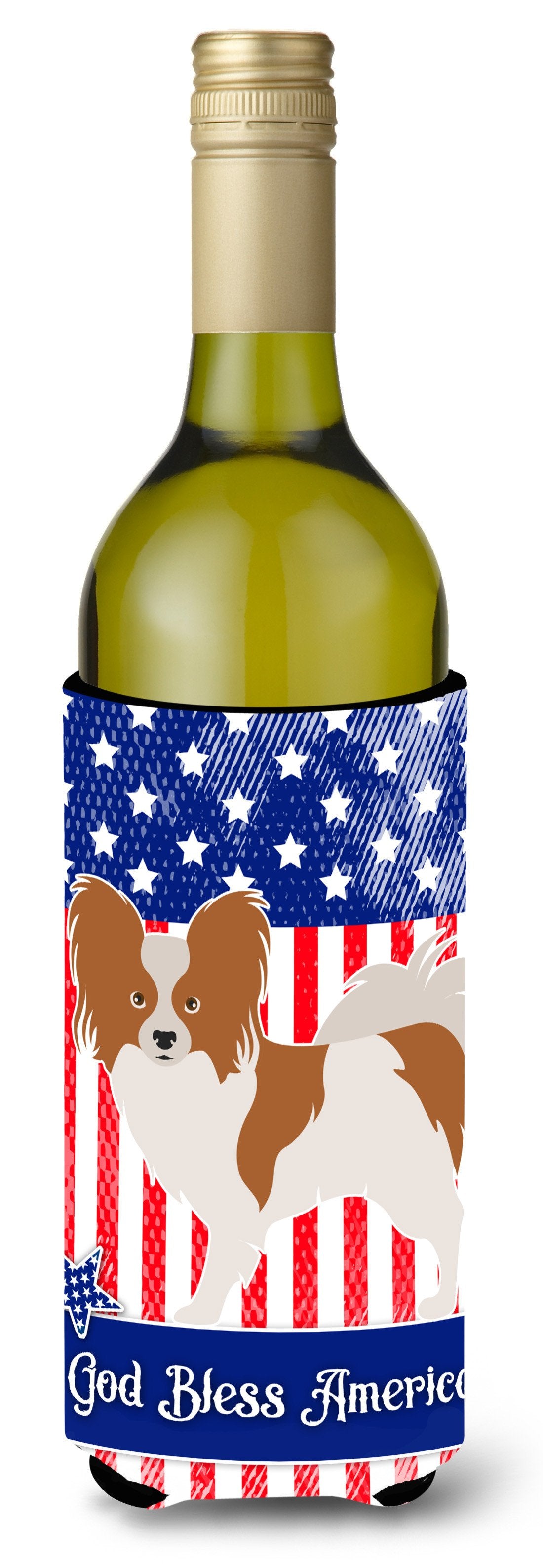 Papillon American Wine Bottle Beverge Insulator Hugger BB8391LITERK by Caroline&#39;s Treasures