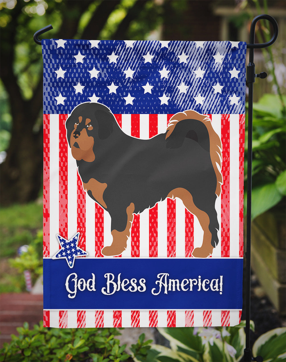 Tibetan Mastiff American Flag Garden Size BB8407GF