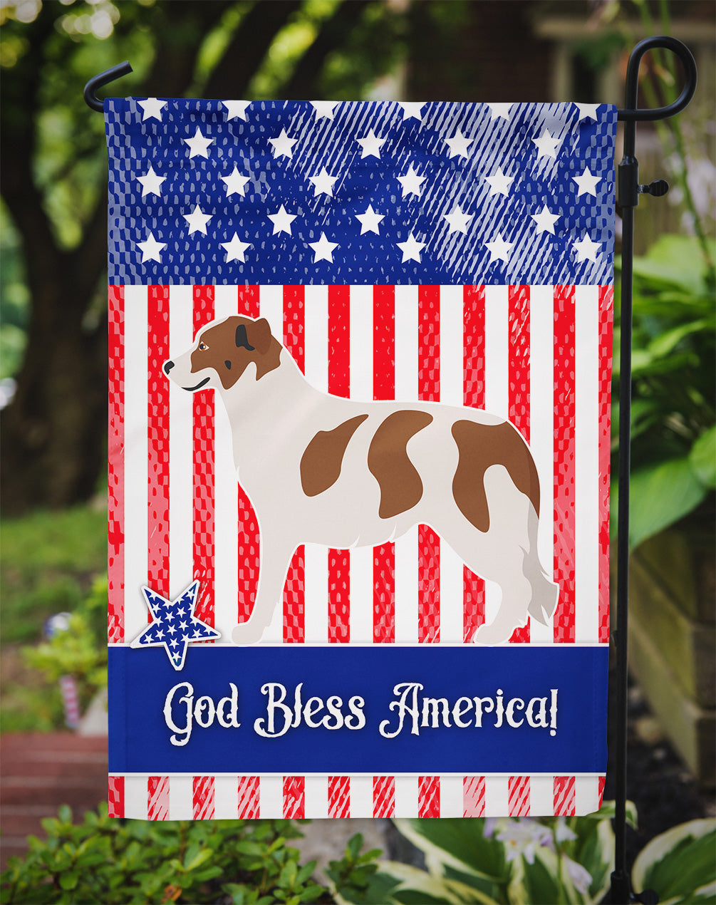 Aidi Atlas Mountain Dog American Flag Garden Size BB8415GF
