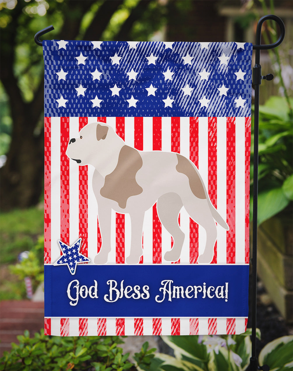 American Bulldog American Flag Garden Size BB8429GF
