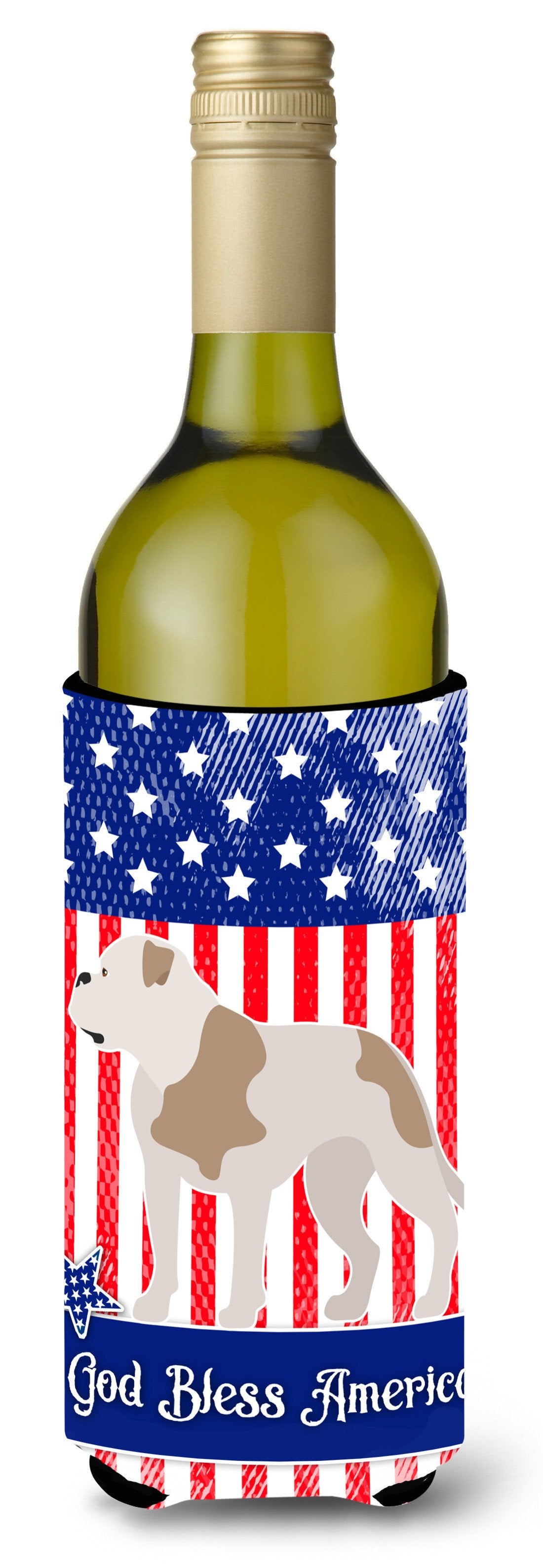 American Bulldog American Wine Bottle Beverge Insulator Hugger BB8429LITERK by Caroline&#39;s Treasures