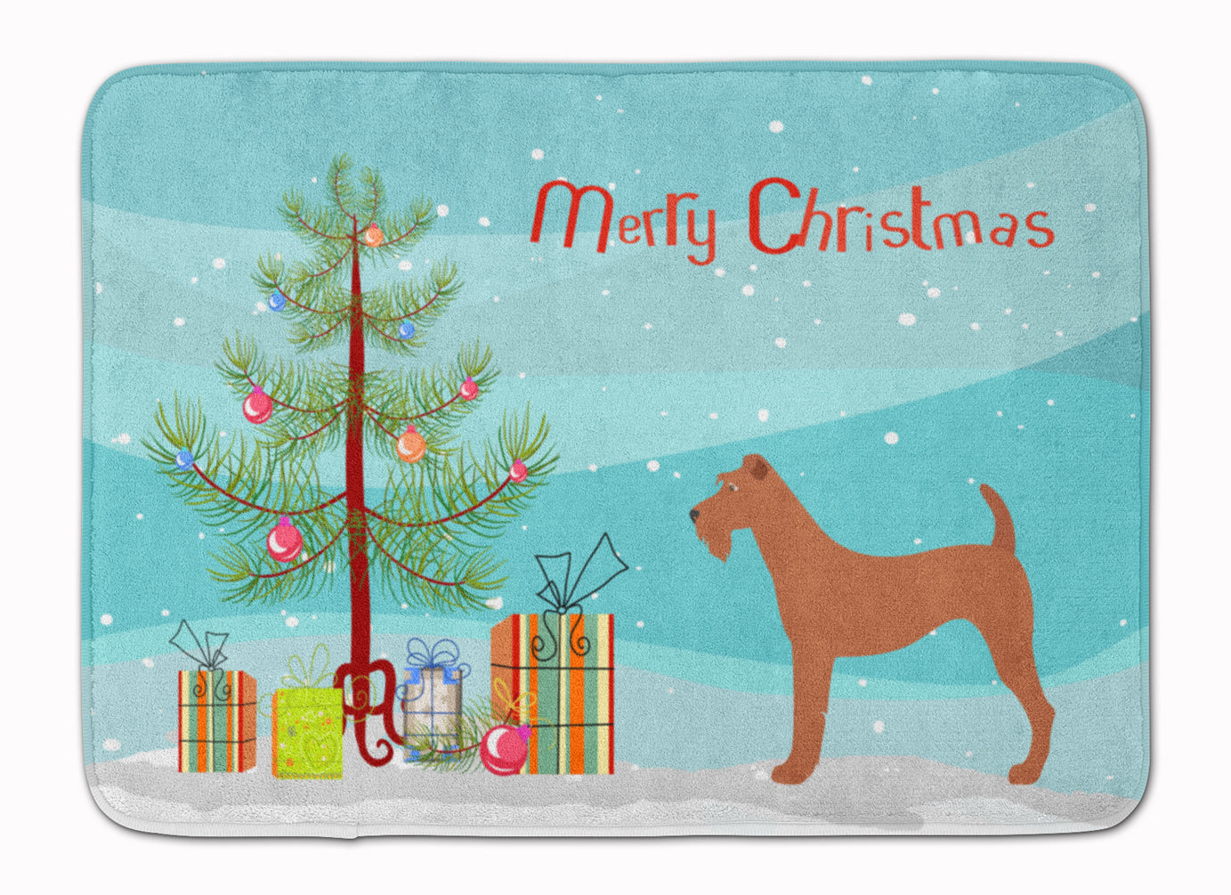 Irish Terrier Christmas Machine Washable Memory Foam Mat BB8438RUG - the-store.com