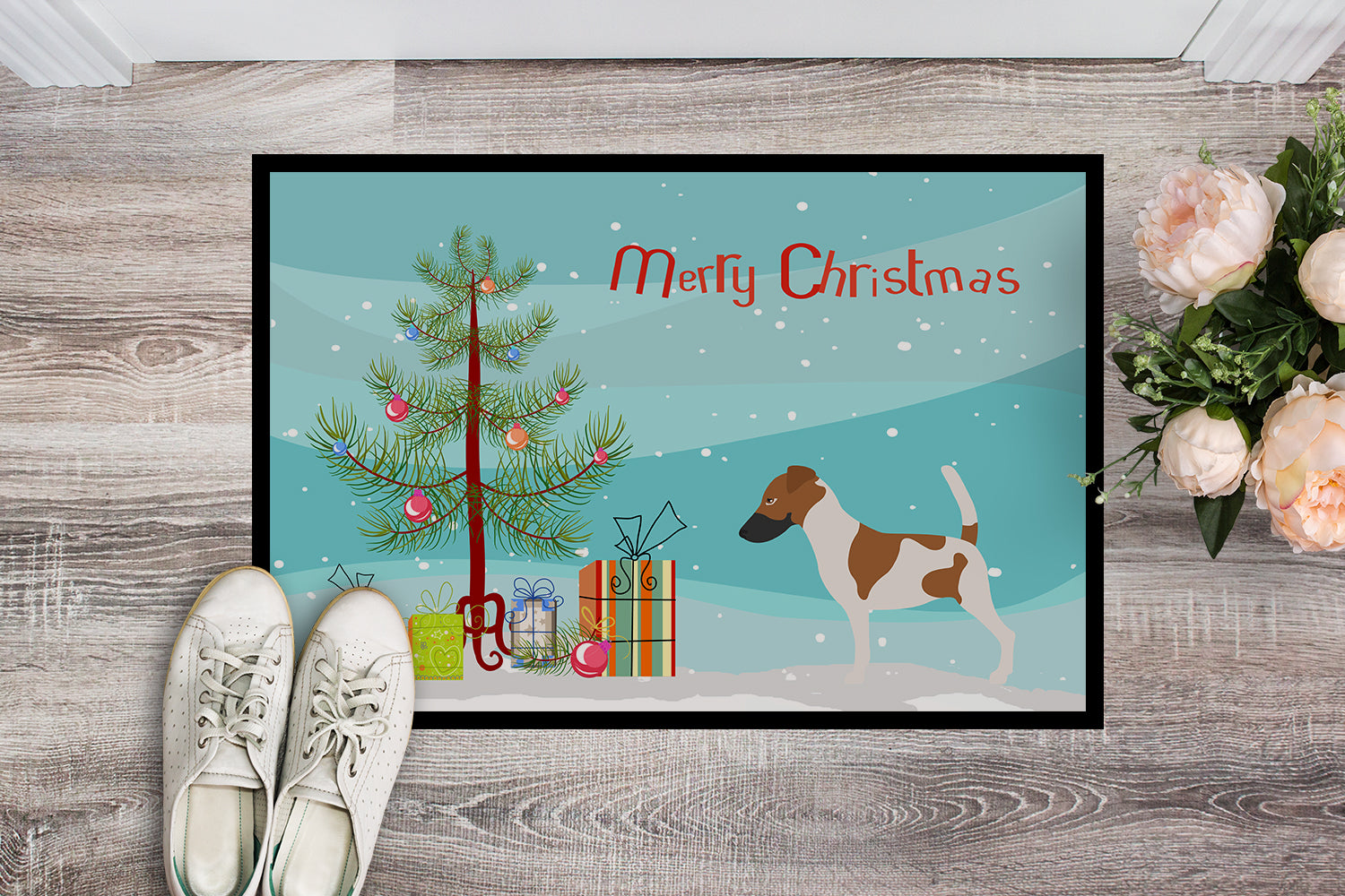 Smooth Fox Terrier Christmas Indoor or Outdoor Mat 18x27 BB8441MAT - the-store.com