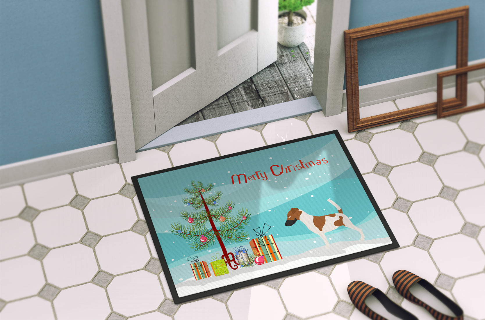 Smooth Fox Terrier Christmas Indoor or Outdoor Mat 18x27 BB8441MAT - the-store.com