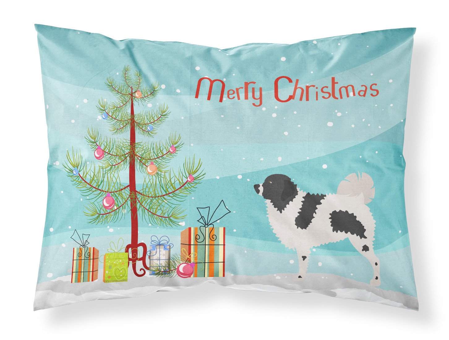 Wetterhoun Frisian Water Dog Christmas Fabric Standard Pillowcase BB8444PILLOWCASE by Caroline's Treasures