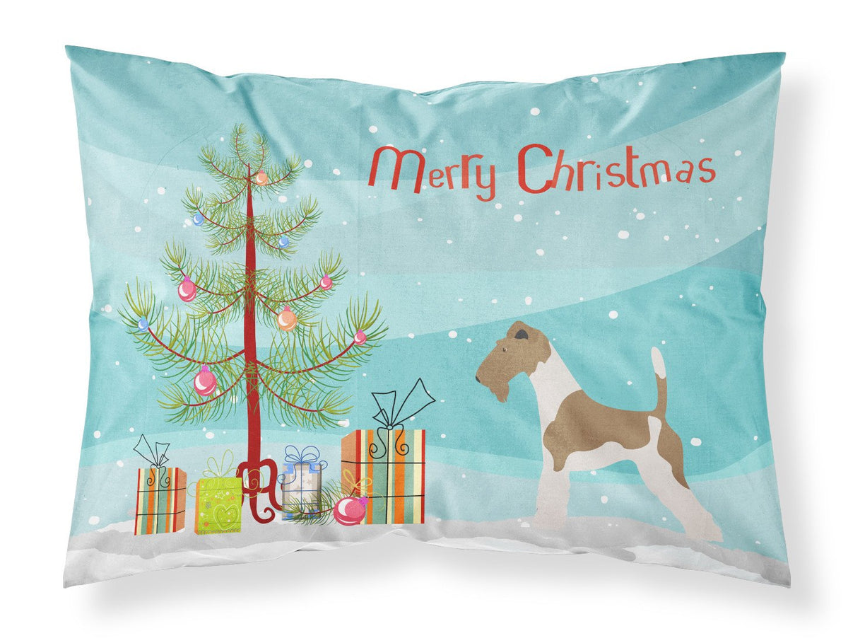 Wire Fox Terrier Christmas Fabric Standard Pillowcase BB8446PILLOWCASE by Caroline&#39;s Treasures