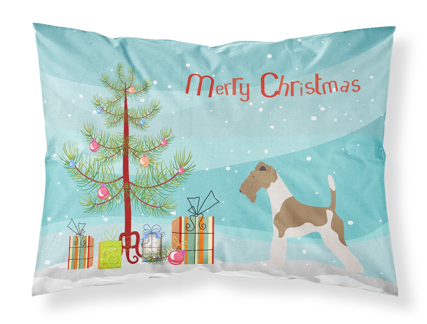Wire Fox Terrier Christmas Fabric Standard Pillowcase BB8446PILLOWCASE by Caroline's Treasures