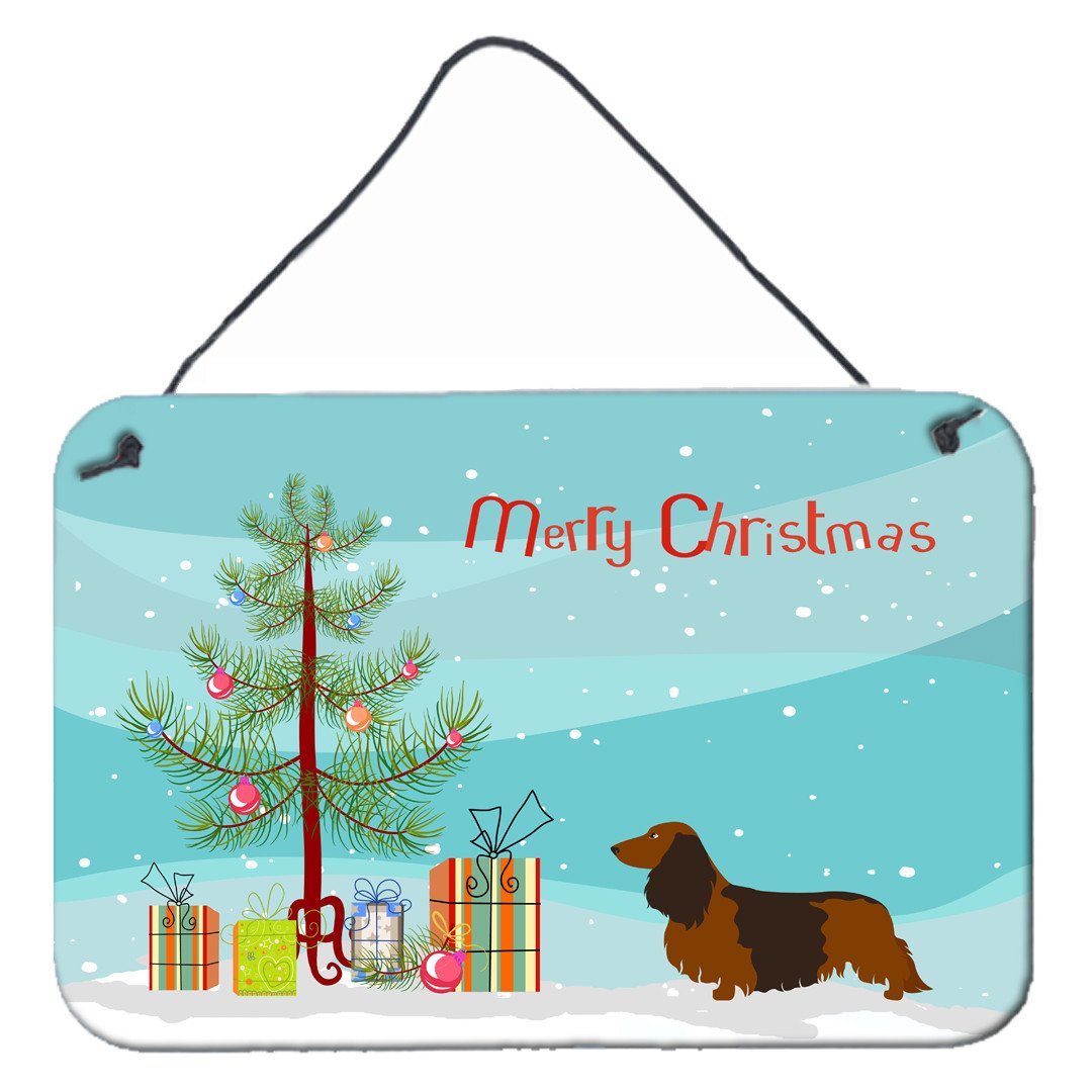 Longhaired Dachshund Christmas Wall or Door Hanging Prints BB8449DS812 by Caroline's Treasures