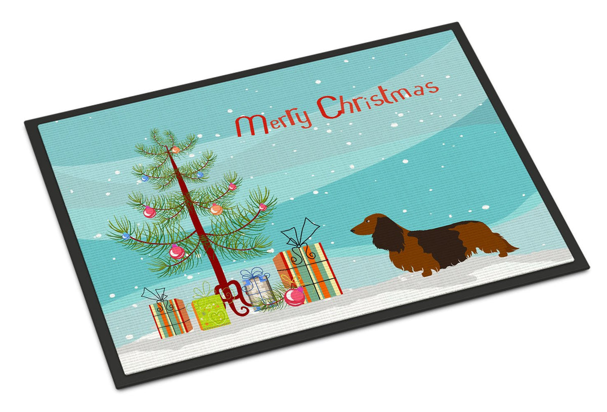 Longhaired Dachshund Christmas Indoor or Outdoor Mat 24x36 BB8449JMAT by Caroline&#39;s Treasures
