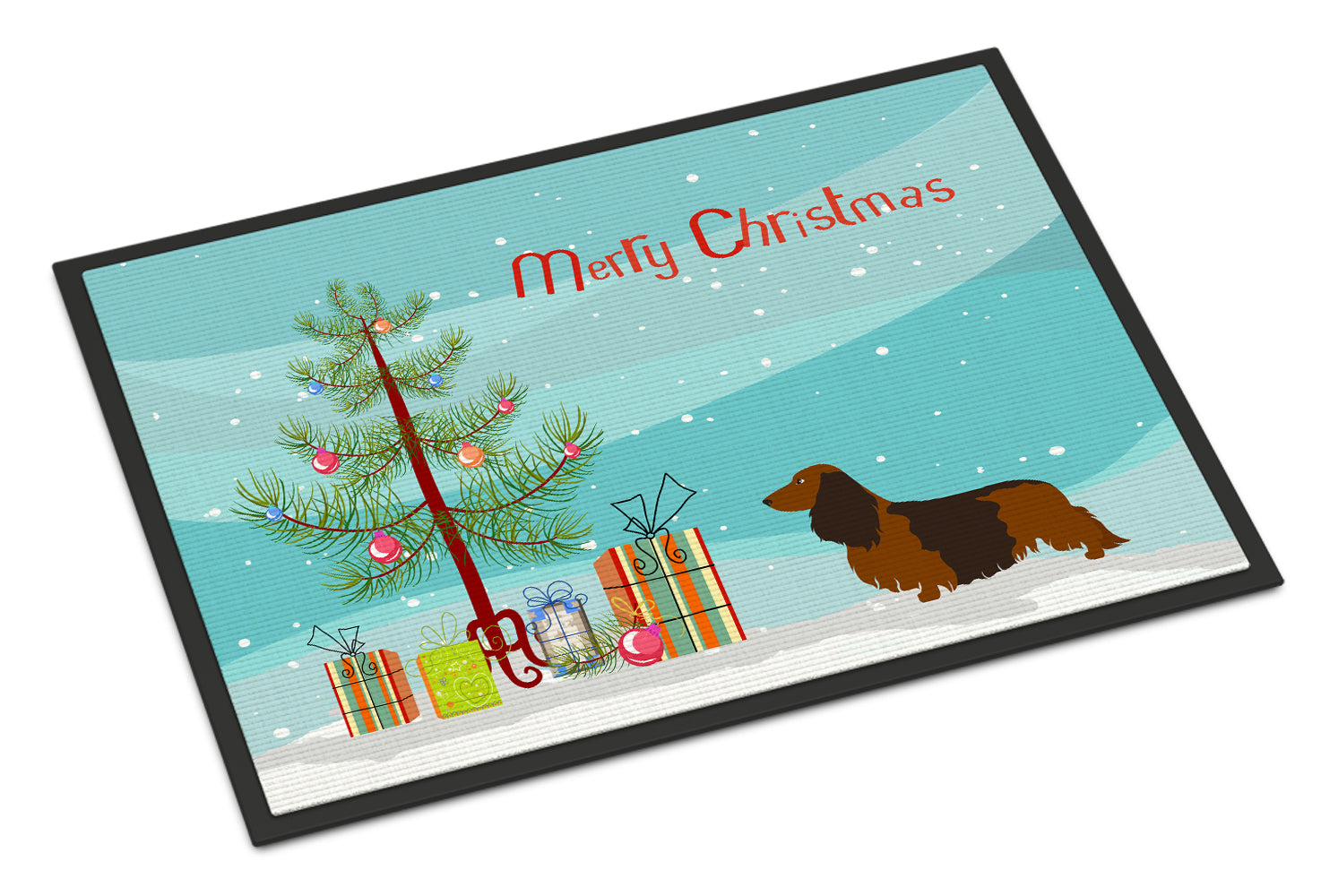 Caroline's Treasures Longhaired Dachshund Christmas Doormat - 18x27 Decorative Floor Mat – Indoor/Outdoor Rug with Artistic Flair BB8449MAT