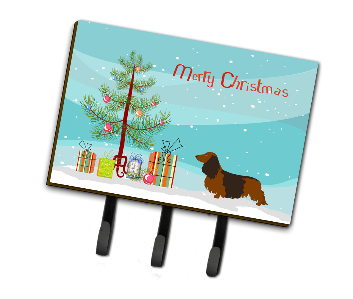 Longhaired Dachshund Christmas Leash or Key Holder BB8449TH68