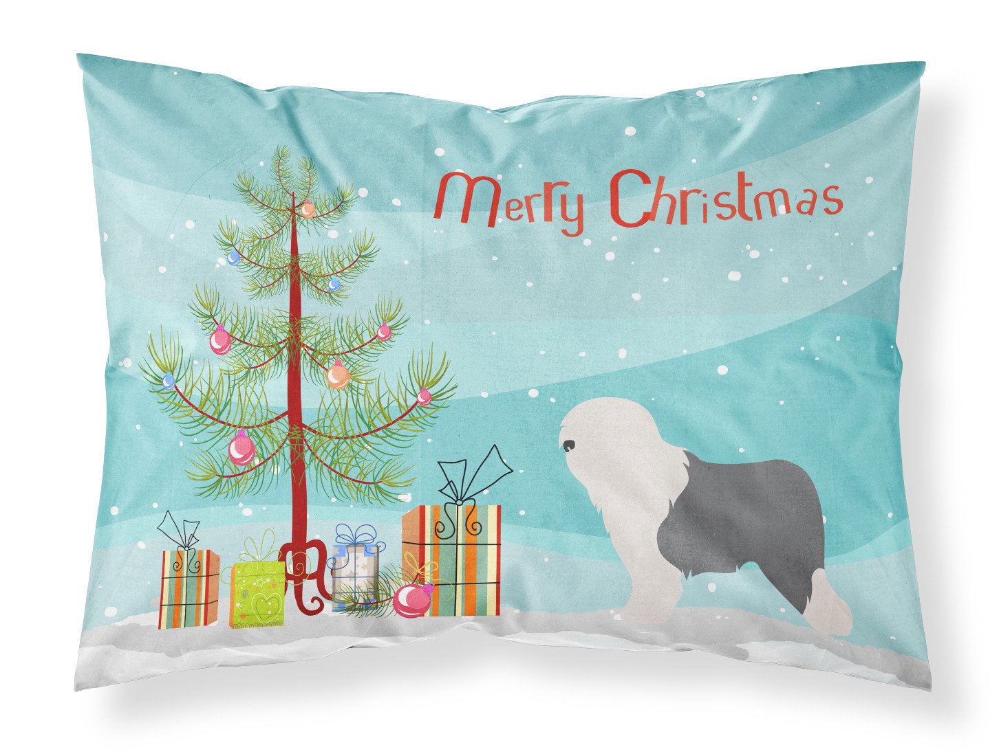 Old English Sheepdog Bobtail Christmas Fabric Standard Pillowcase BB8456PILLOWCASE by Caroline's Treasures