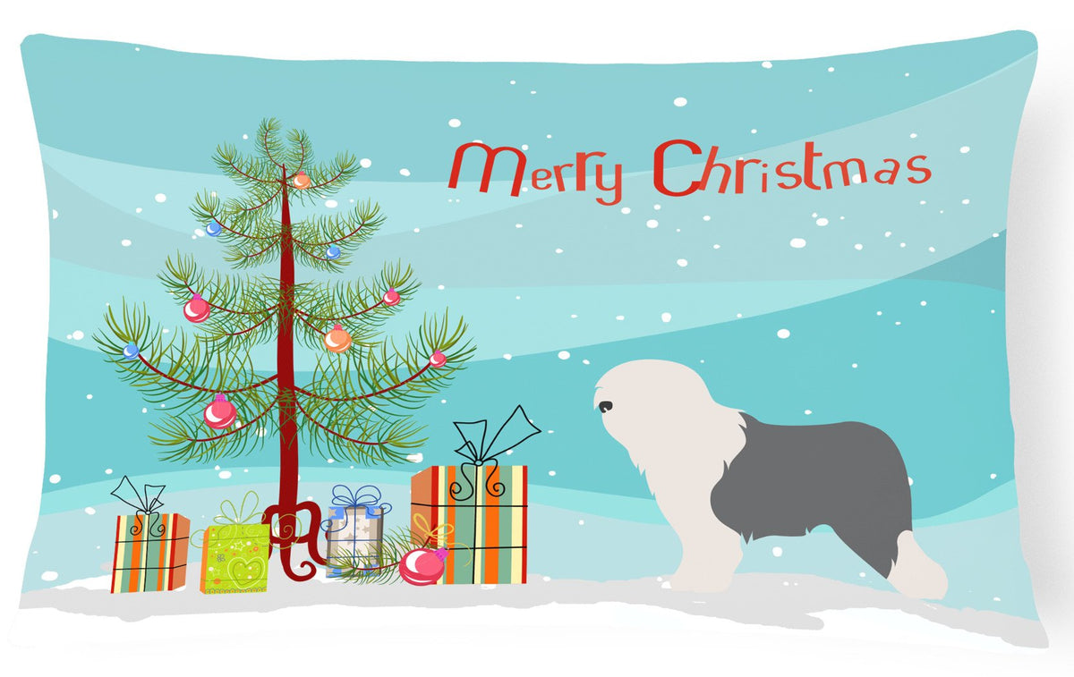Old English Sheepdog Bobtail Christmas Canvas Fabric Decorative Pillow BB8456PW1216 by Caroline&#39;s Treasures