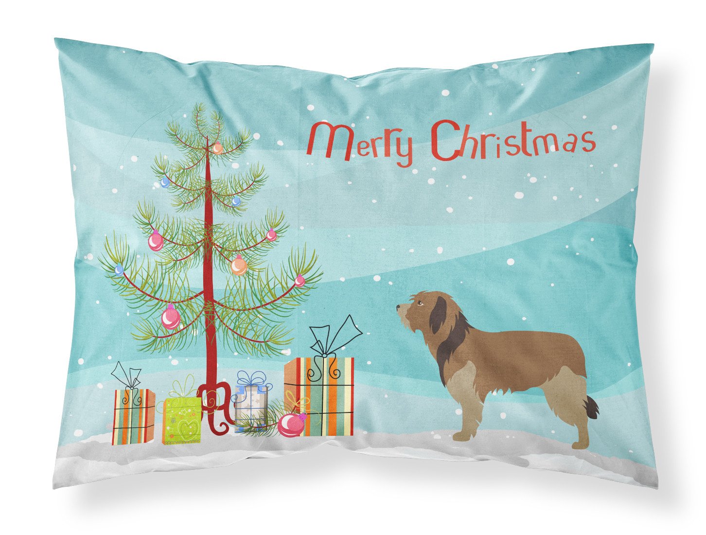 Catalan Sheepdog Christmas Fabric Standard Pillowcase BB8457PILLOWCASE by Caroline's Treasures