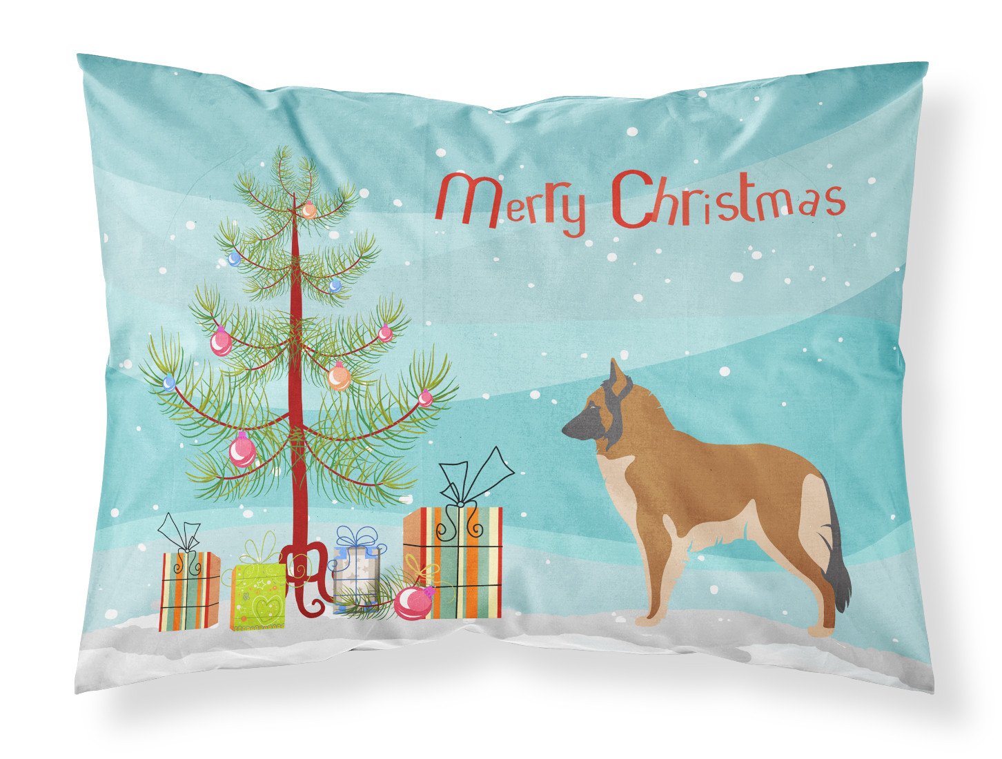 Caroline's Treasures Belgian Tervuren Christmas Fabric Standard Pillowcase – Artistic Decorative Front, White Back BB8465PILLOWCASE