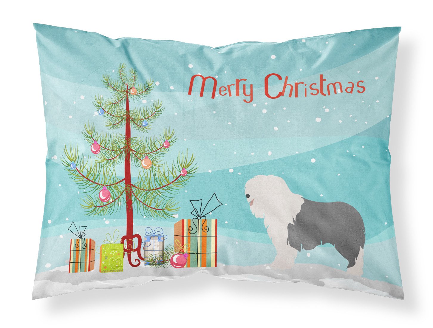 Old English Sheepdog Christmas Fabric Standard Pillowcase BB8466PILLOWCASE by Caroline's Treasures