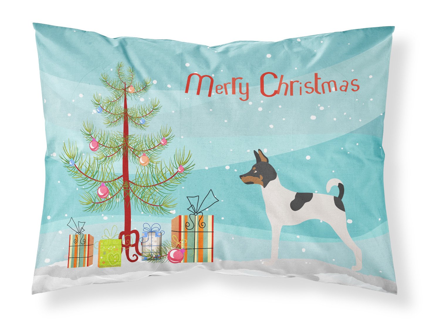 American Toy Fox Terrier Christmas Fabric Standard Pillowcase BB8468PILLOWCASE by Caroline's Treasures