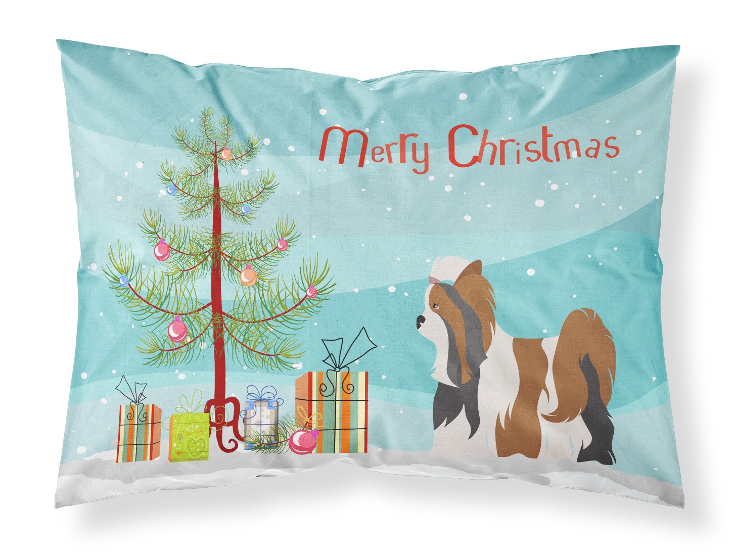 Biewer Terrier Christmas Fabric Standard Pillowcase BB8470PILLOWCASE by Caroline's Treasures