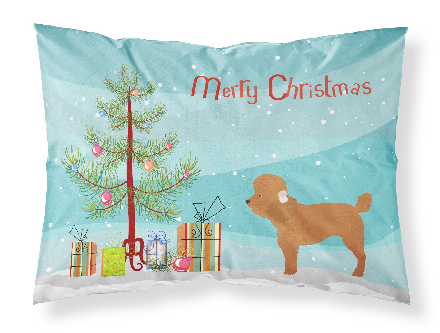 Toy Poodle Christmas Fabric Standard Pillowcase BB8478PILLOWCASE by Caroline's Treasures