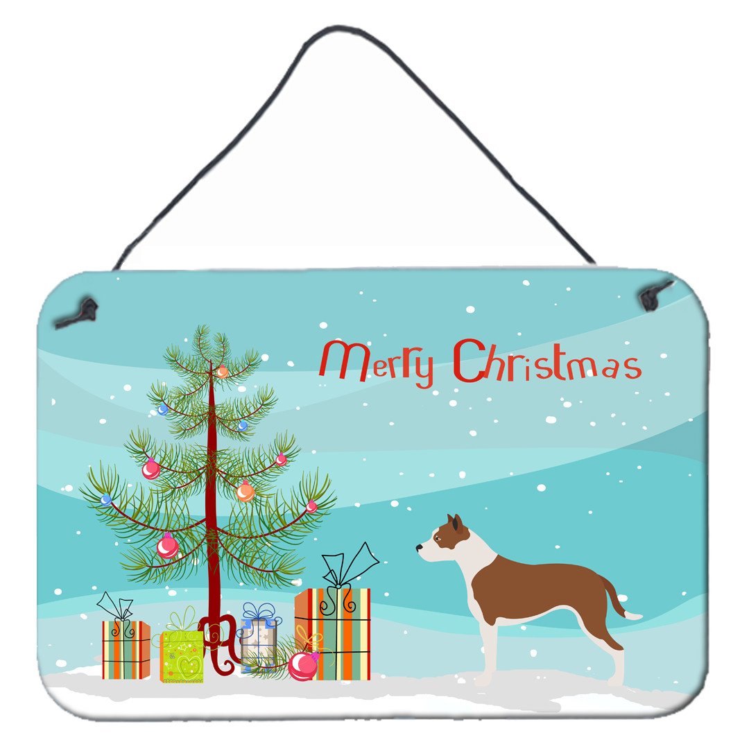 Pit Bull Terrier Christmas Wall or Door Hanging Prints BB8487DS812 by Caroline&#39;s Treasures